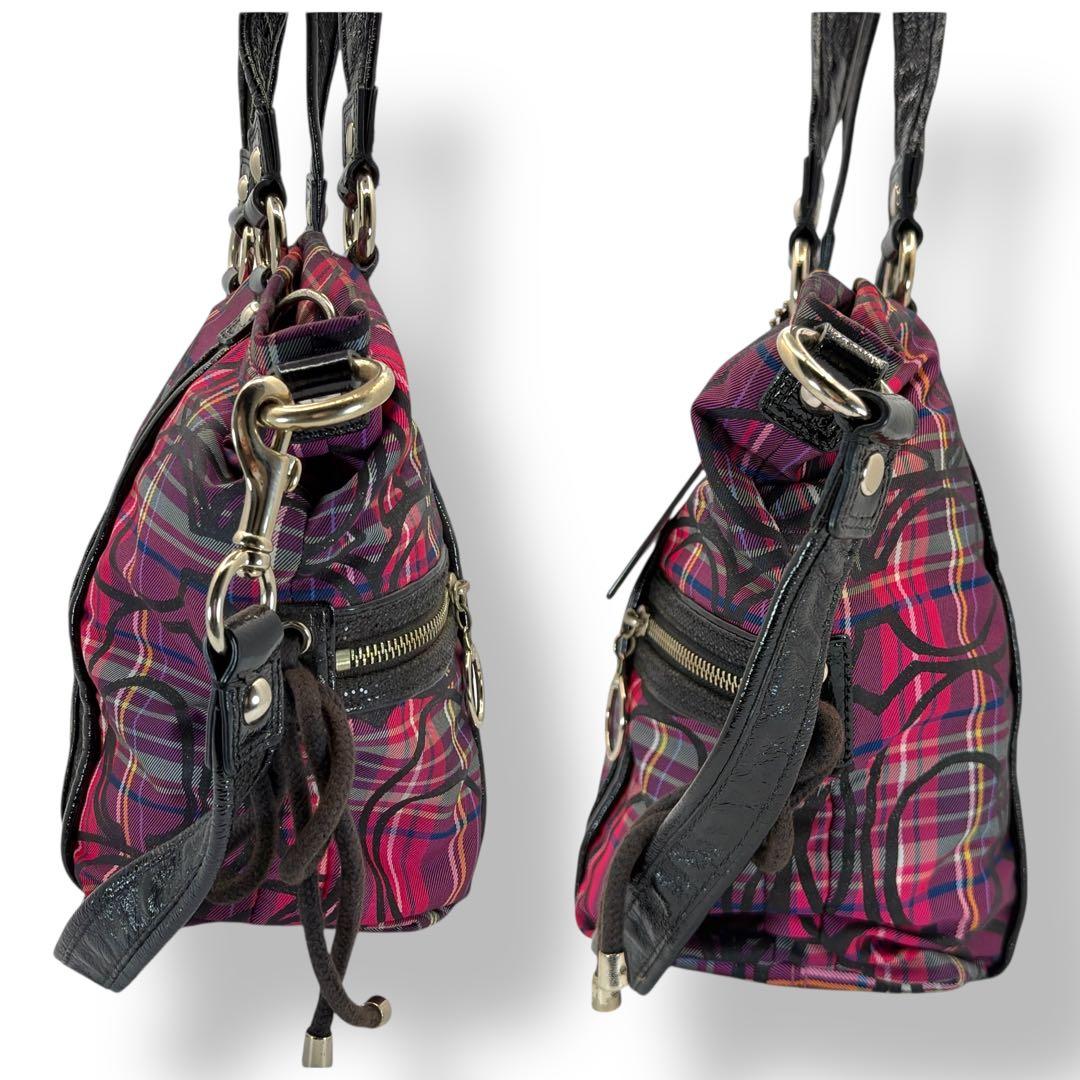 美品 COACH 2wayバッグ ポピー チェック ラメ y2k 14371