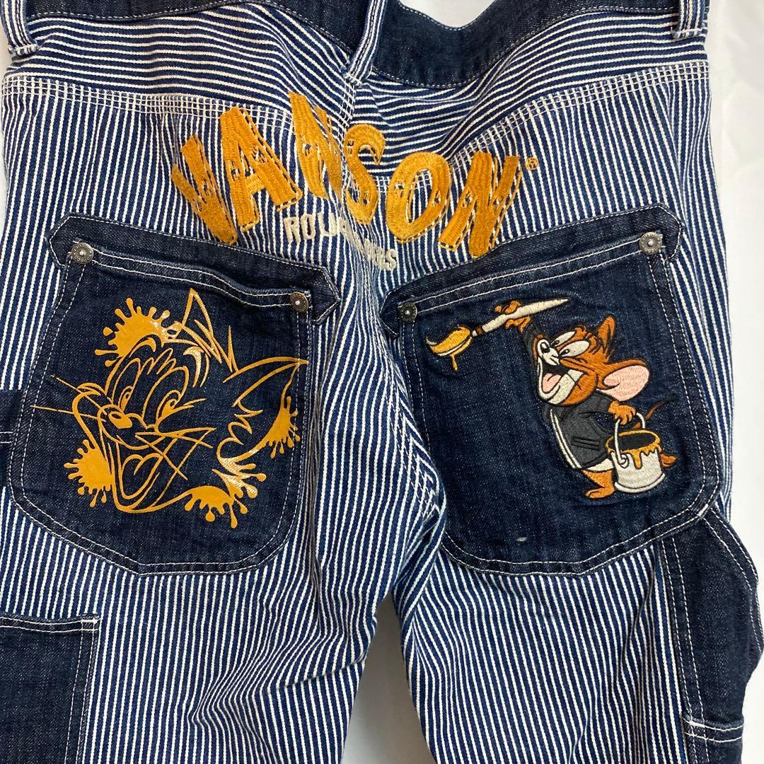 チ*ー様 バンソン　トムとジェリー　刺繍　デニム　ジーンズヒッコリー　濃紺　34