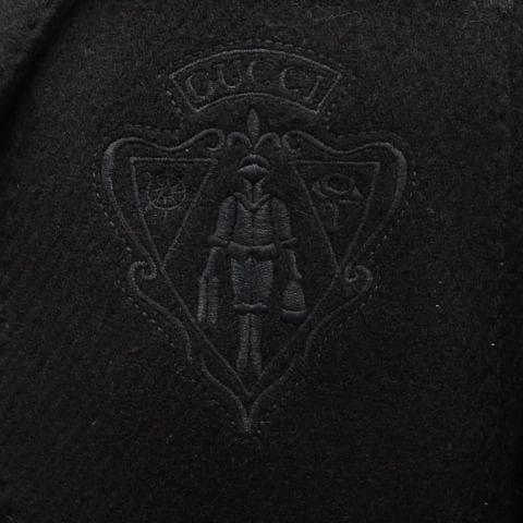 ◇GUCCI ジャケット 黒 ウール×カシミヤ サイズ48R エンブレムロゴ