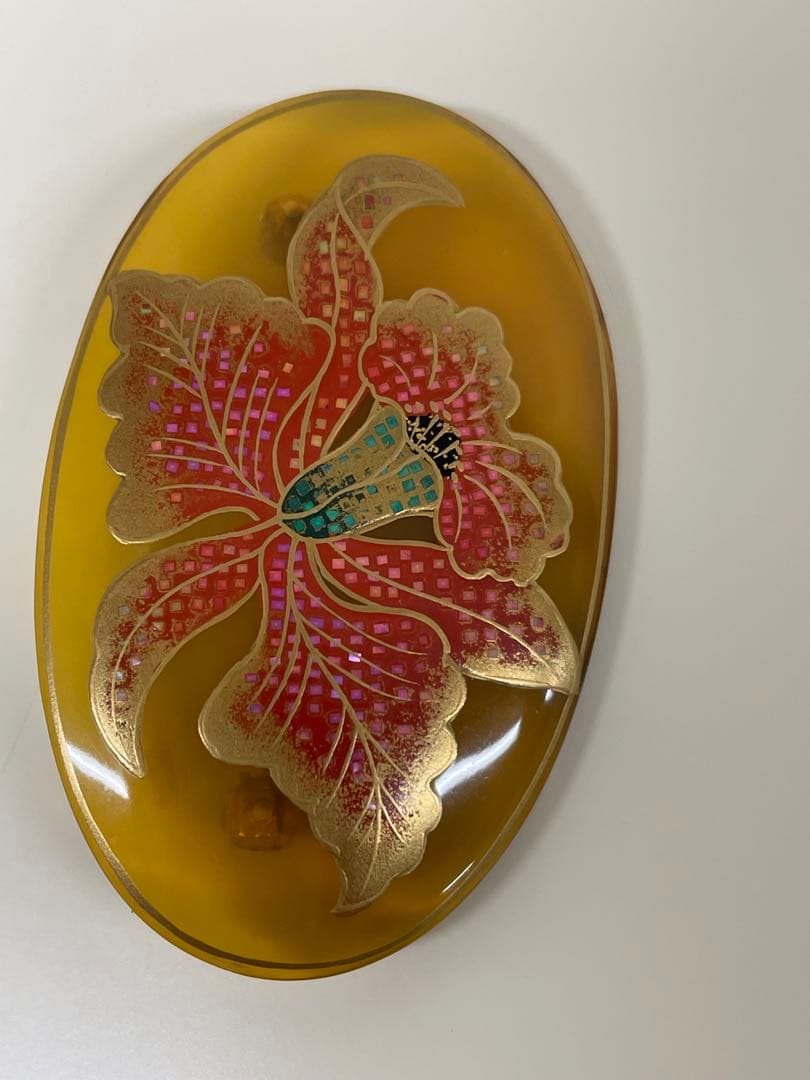 英山作‼︎本鼈甲ブローチと孔雀帯留めセット