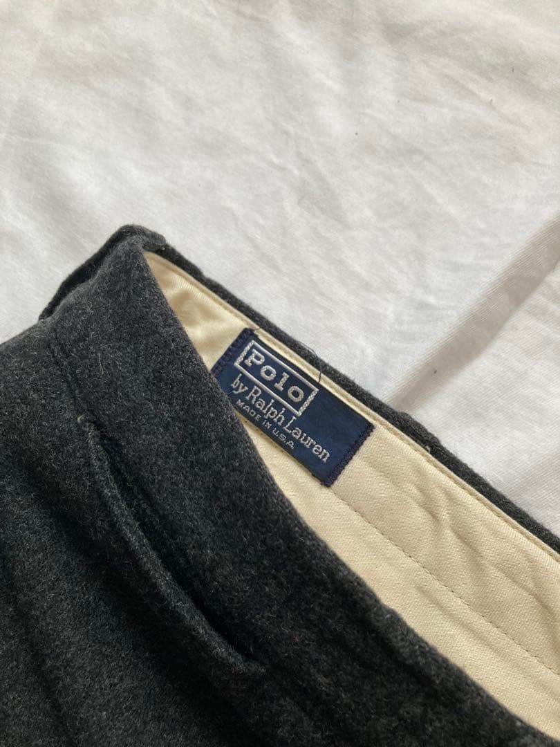 【USA製】90s ポロラルフローレン メリノウールスラックス W36 極美品