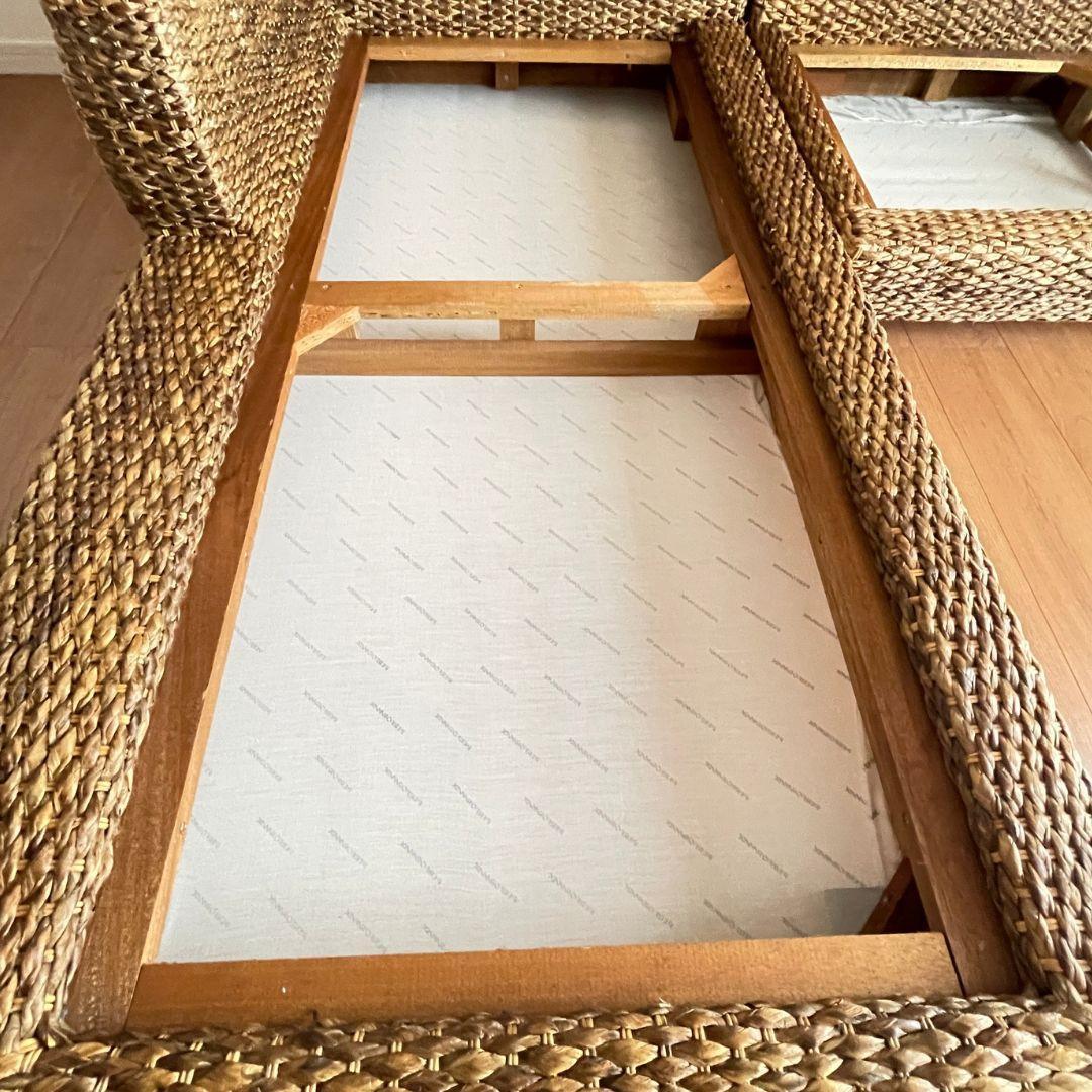 【引取限定】バリ風 アジアンリゾートコーナーソファ3人用ウォーターヒヤシンス