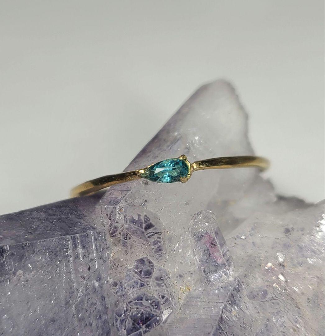 美しい沸き上がるブルーネオン★ブラジルバターリャパライバトルマリン18Kリング★