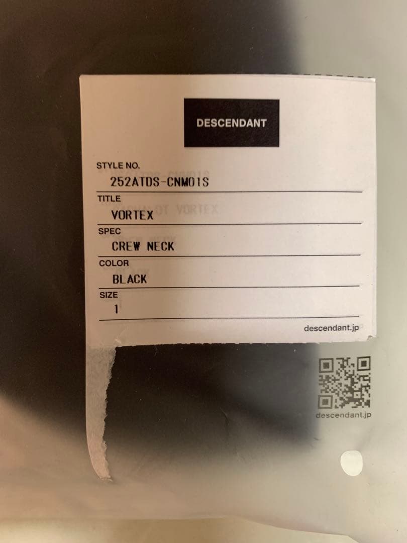 トップス DESCENDANT VORTEX CREW NECK size S BLACK