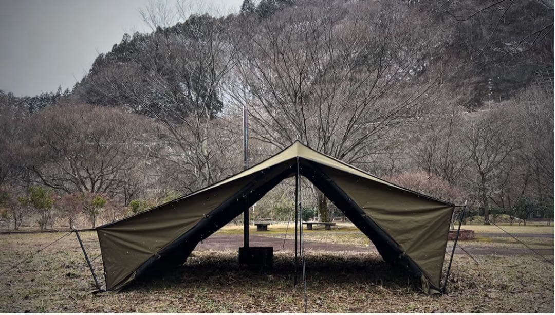 ZUKK キャンプテント オリーブグリーン　別売りエクステンションタープ付き