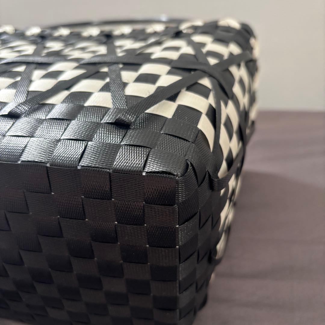 MARNI ブラック✖︎アイボリー 編み込み バスケットバッグ
