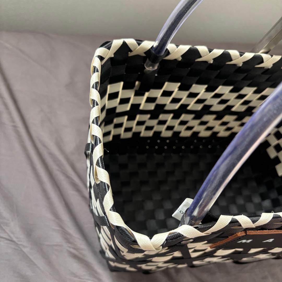 MARNI ブラック✖︎アイボリー 編み込み バスケットバッグ