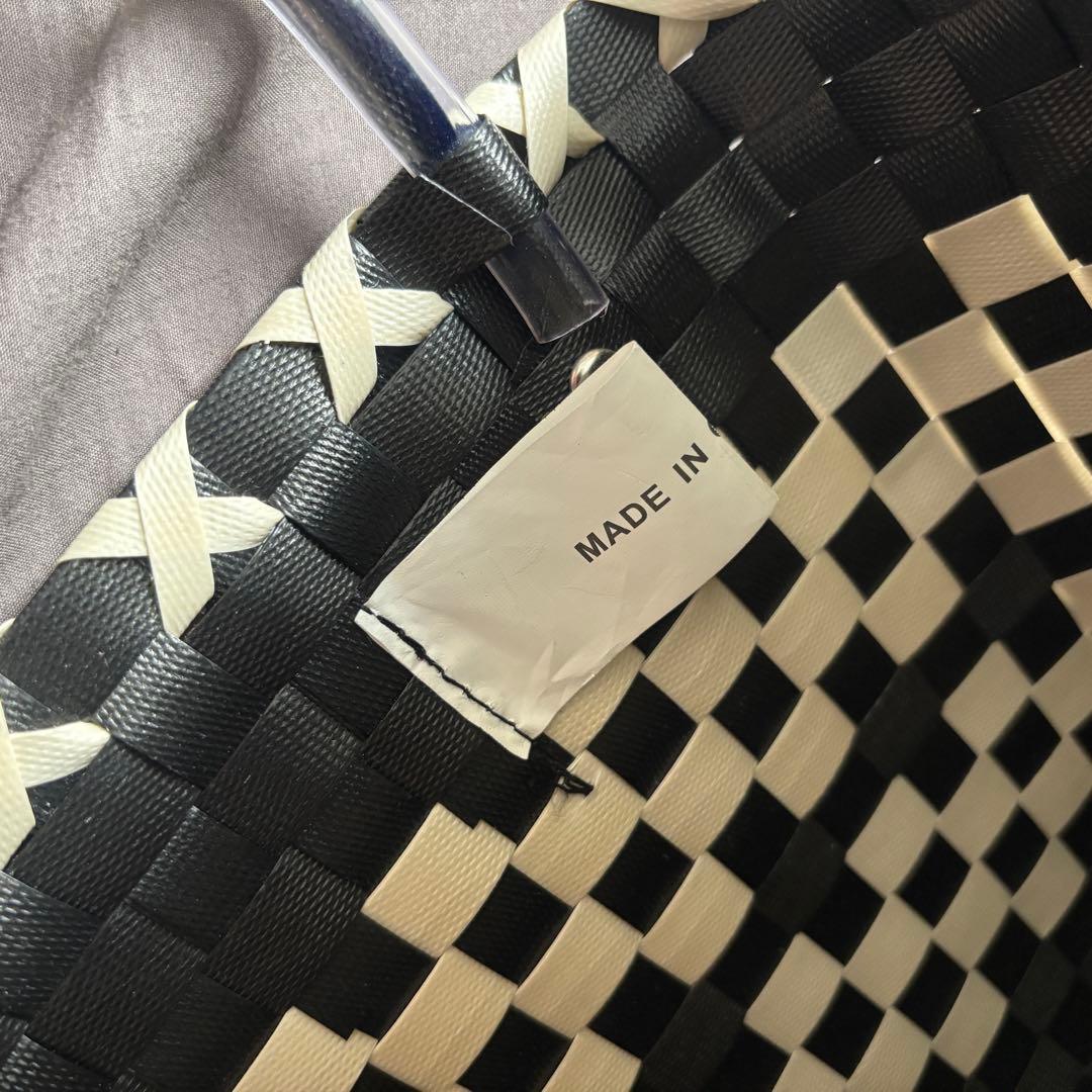 MARNI ブラック✖︎アイボリー 編み込み バスケットバッグ