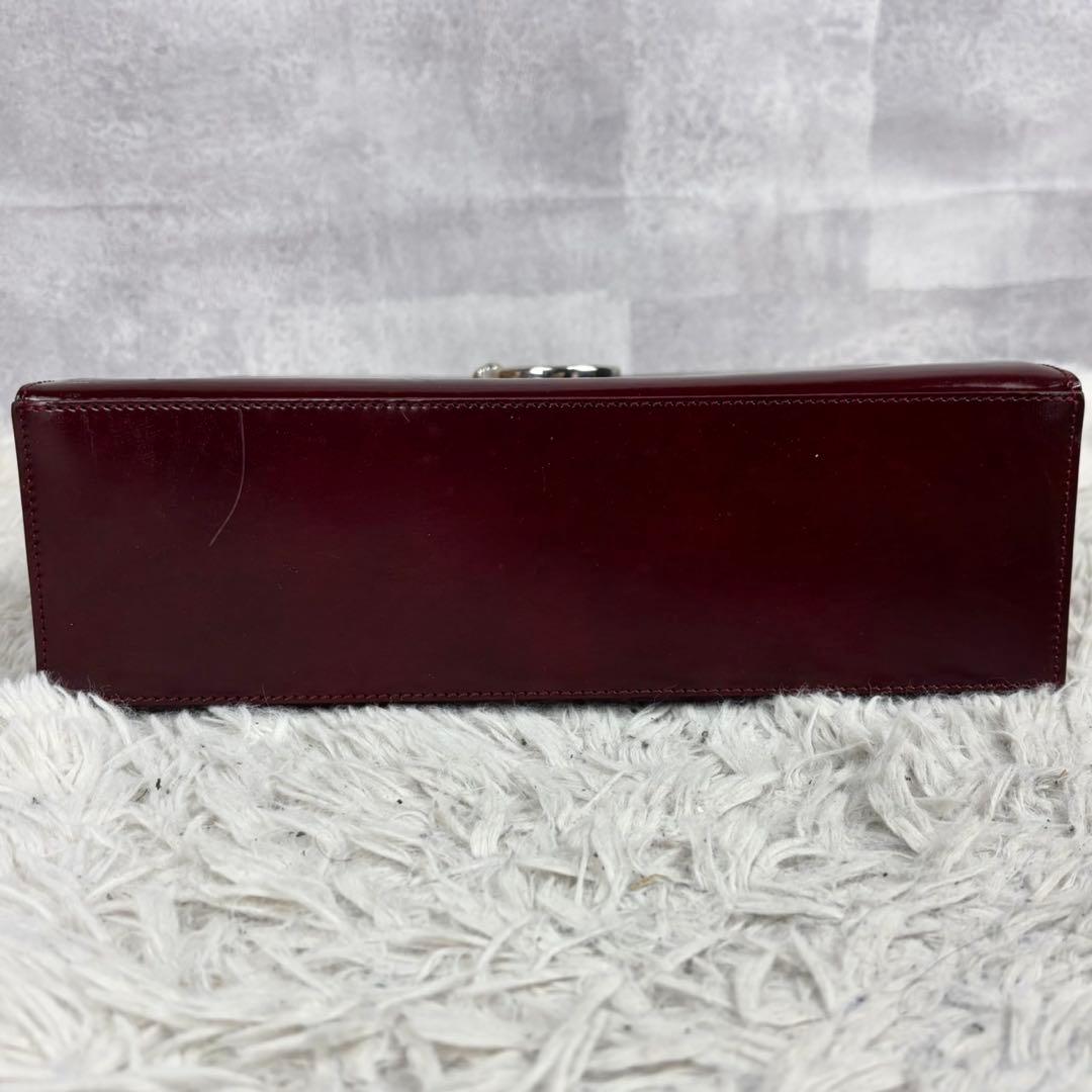 極美品 カルティエ レザー ハンドバッグ パンテール ボルド マストライン 赤茶