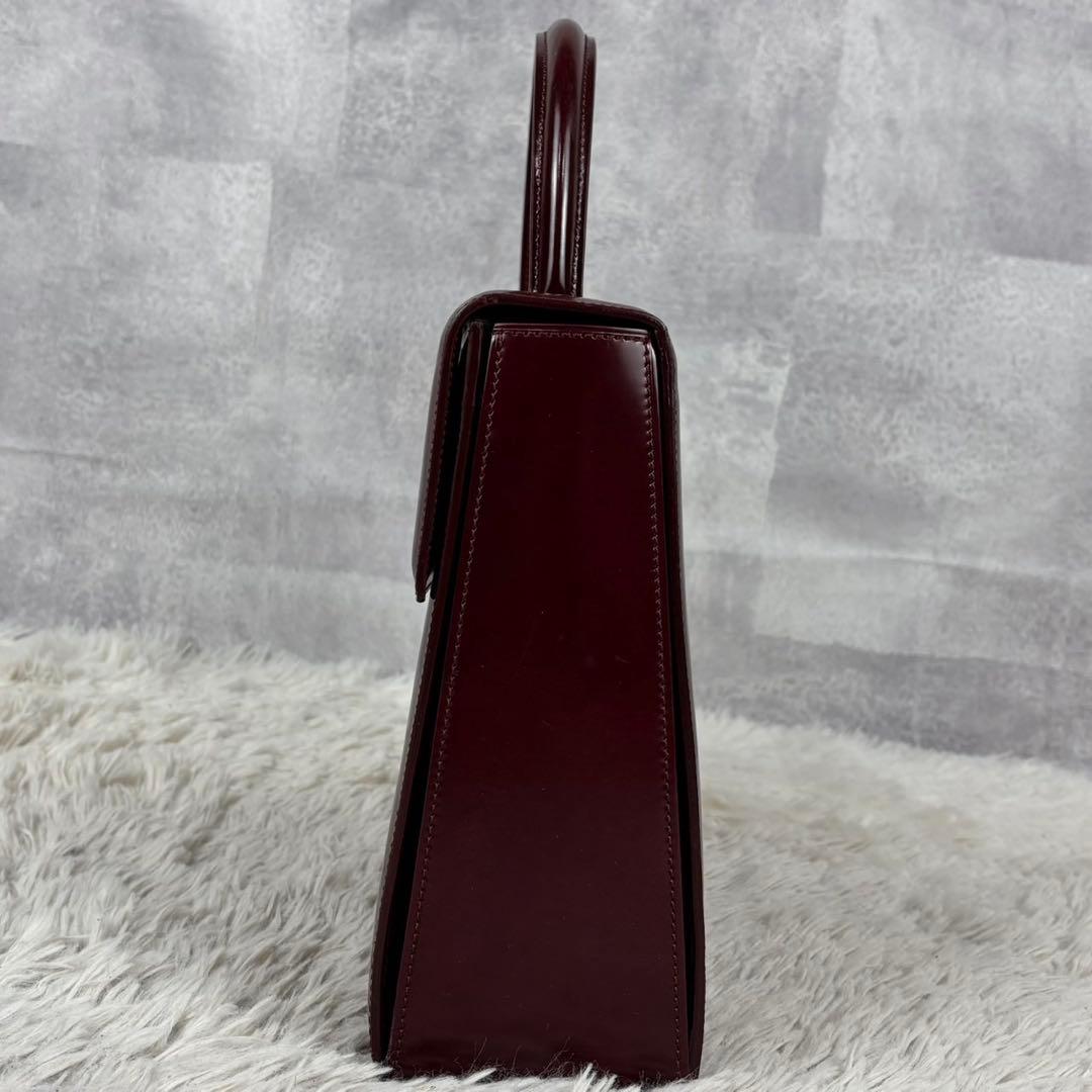 極美品 カルティエ レザー ハンドバッグ パンテール ボルド マストライン 赤茶