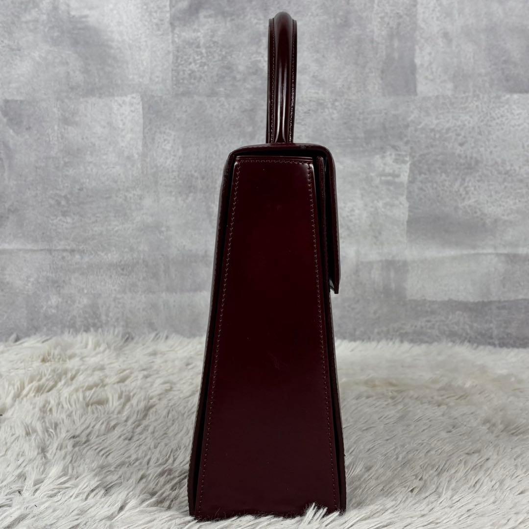 極美品 カルティエ レザー ハンドバッグ パンテール ボルド マストライン 赤茶