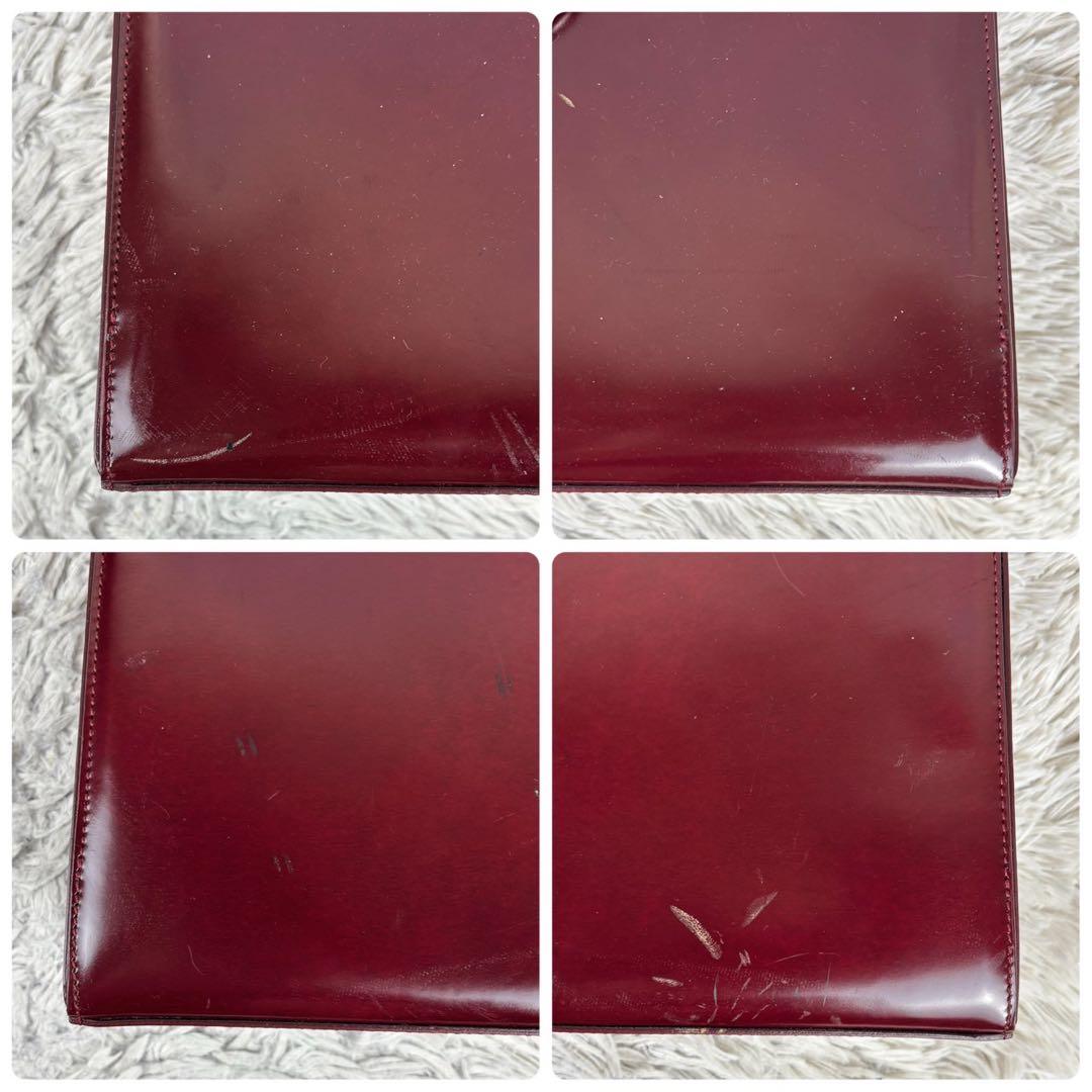 極美品 カルティエ レザー ハンドバッグ パンテール ボルド マストライン 赤茶