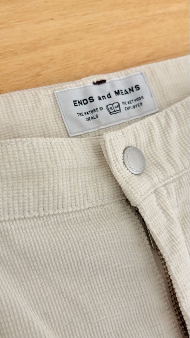 ENDS and MEANS ワッフルコード　ペインターパンツ　白　L