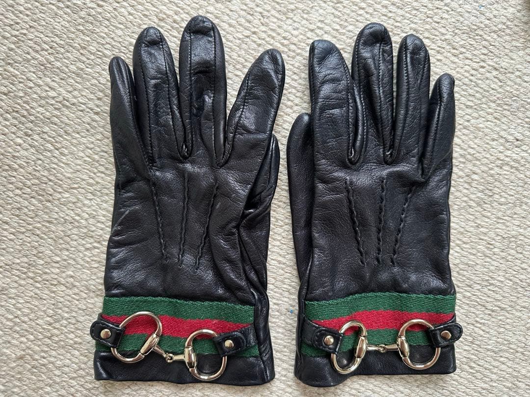 グッチ シェリーライン ホースビット ラムレザー手袋 サイズ7 1/2