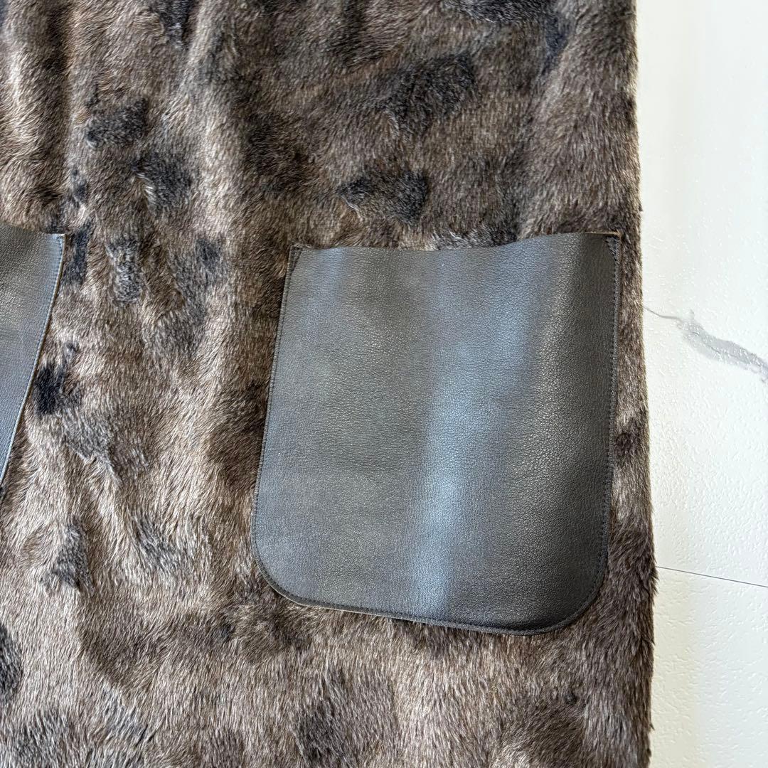 ADORE✨未使用級　フェイクファー　ロングワンピース　レザーポケット　異素材