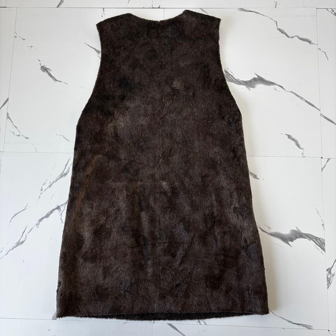 ADORE✨未使用級　フェイクファー　ロングワンピース　レザーポケット　異素材