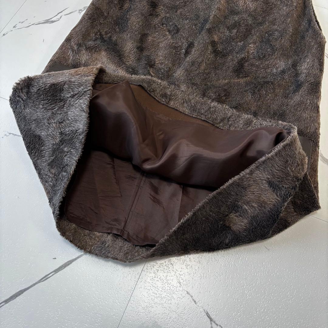 ADORE✨未使用級　フェイクファー　ロングワンピース　レザーポケット　異素材