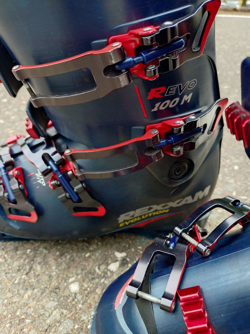 REXXAMスキー靴REVO100M ネイビー/レッド 4バックル