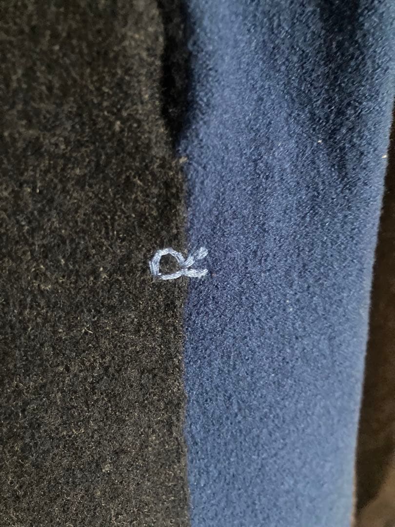 45R ロング丈ワンピース　ブラウン　ブルー　カラーブロック　圧縮ウール