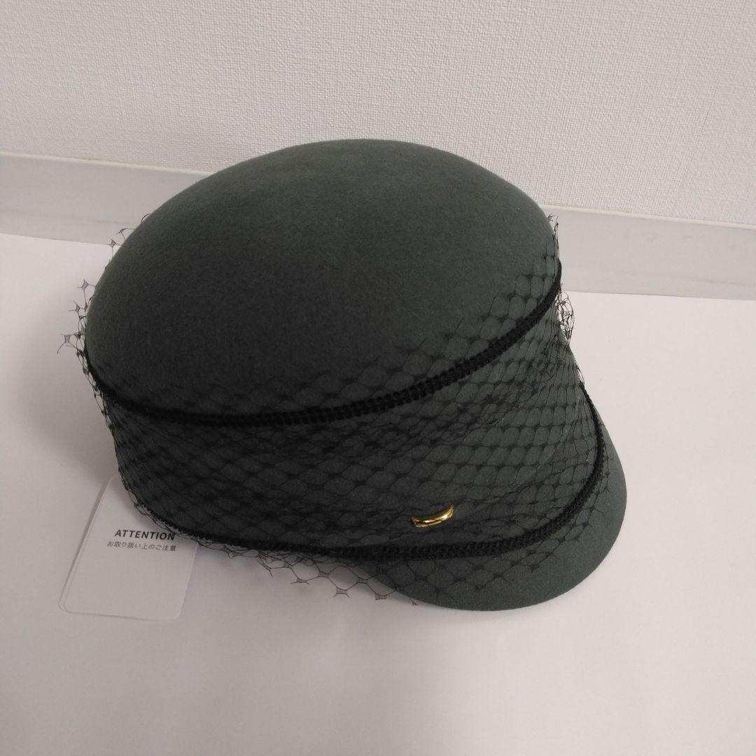 CA4LA カシラ　JULIA　グレー 　ウール　チュール付き　キャスケット