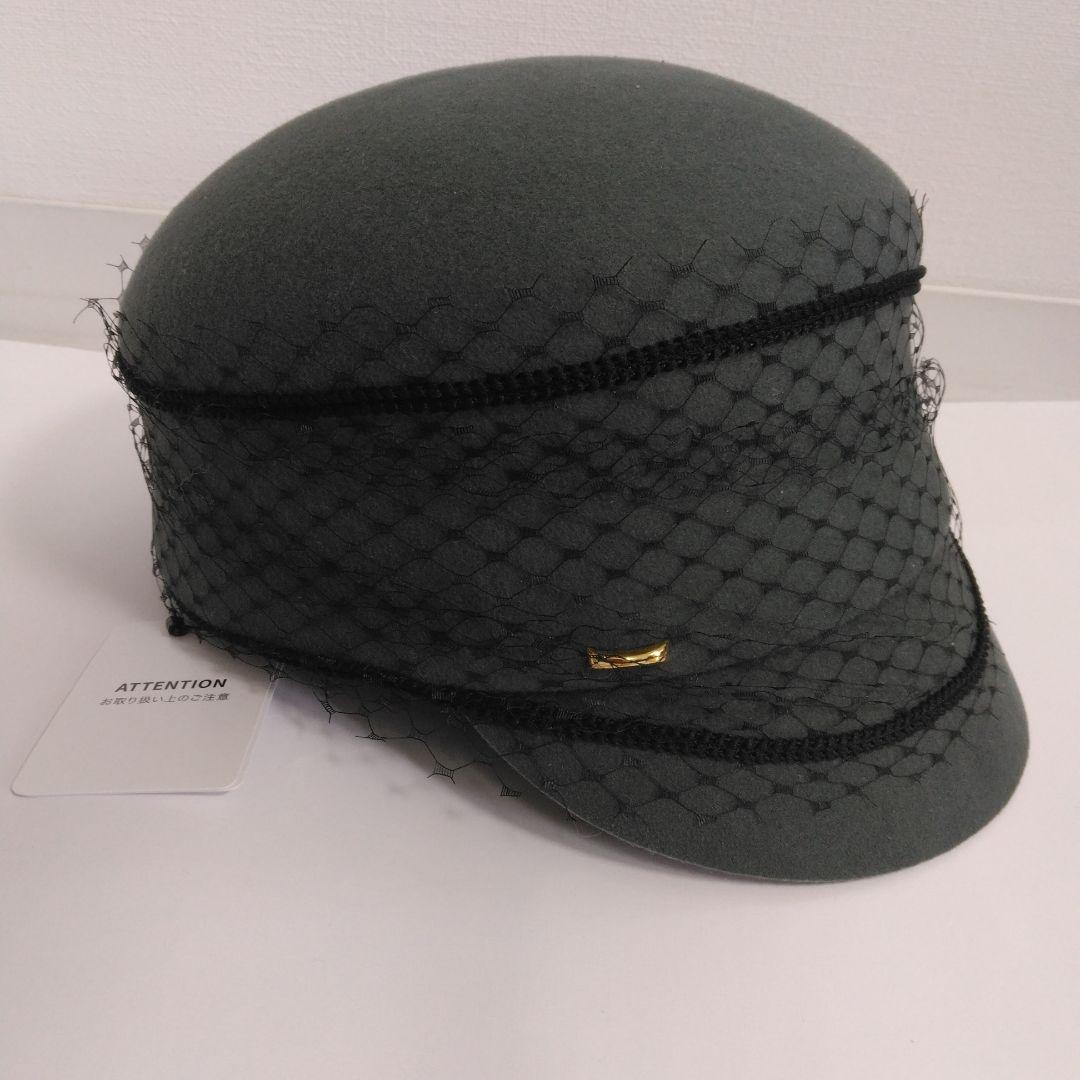 CA4LA カシラ　JULIA　グレー 　ウール　チュール付き　キャスケット