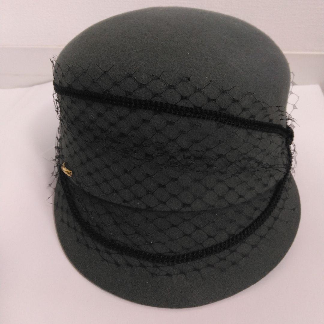 CA4LA カシラ　JULIA　グレー 　ウール　チュール付き　キャスケット