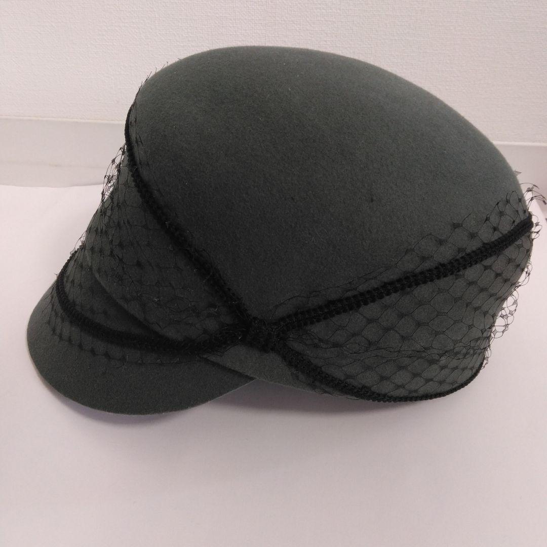 CA4LA カシラ　JULIA　グレー 　ウール　チュール付き　キャスケット