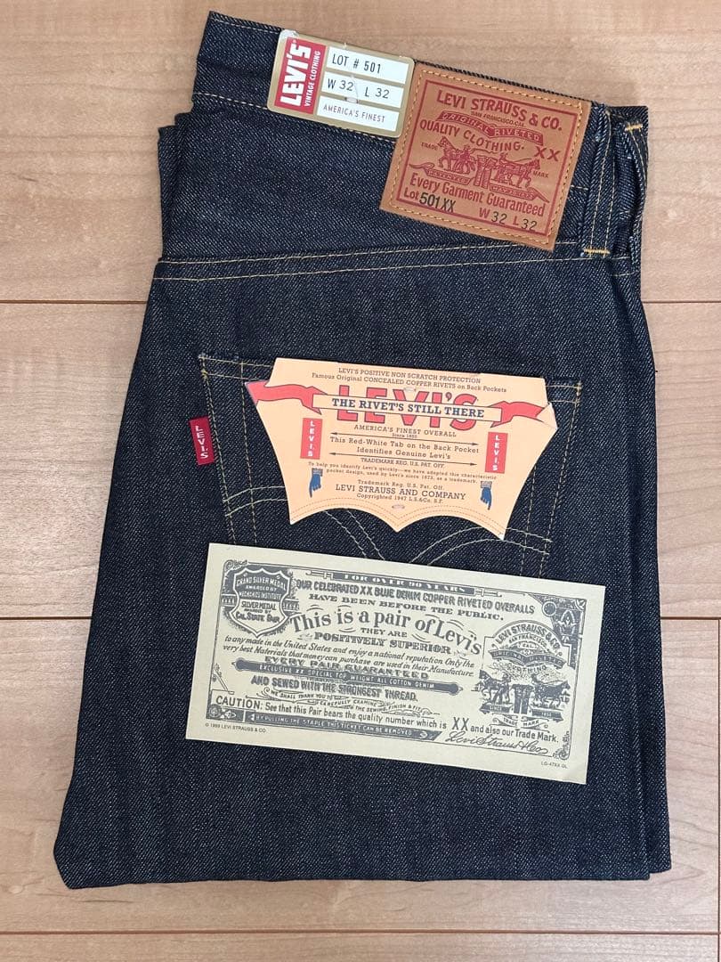 リーバイス LVC 米国製 501XX 1947 リジット　W32 L32