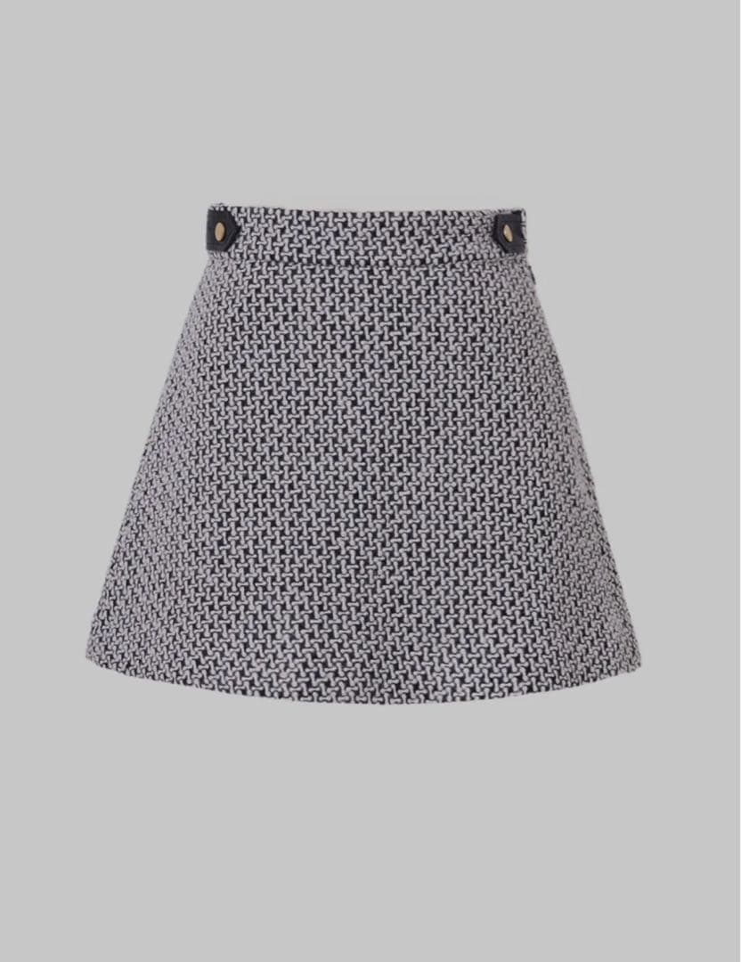 シェリエ　sheller ツイードフレアスカート ブラックホワイト