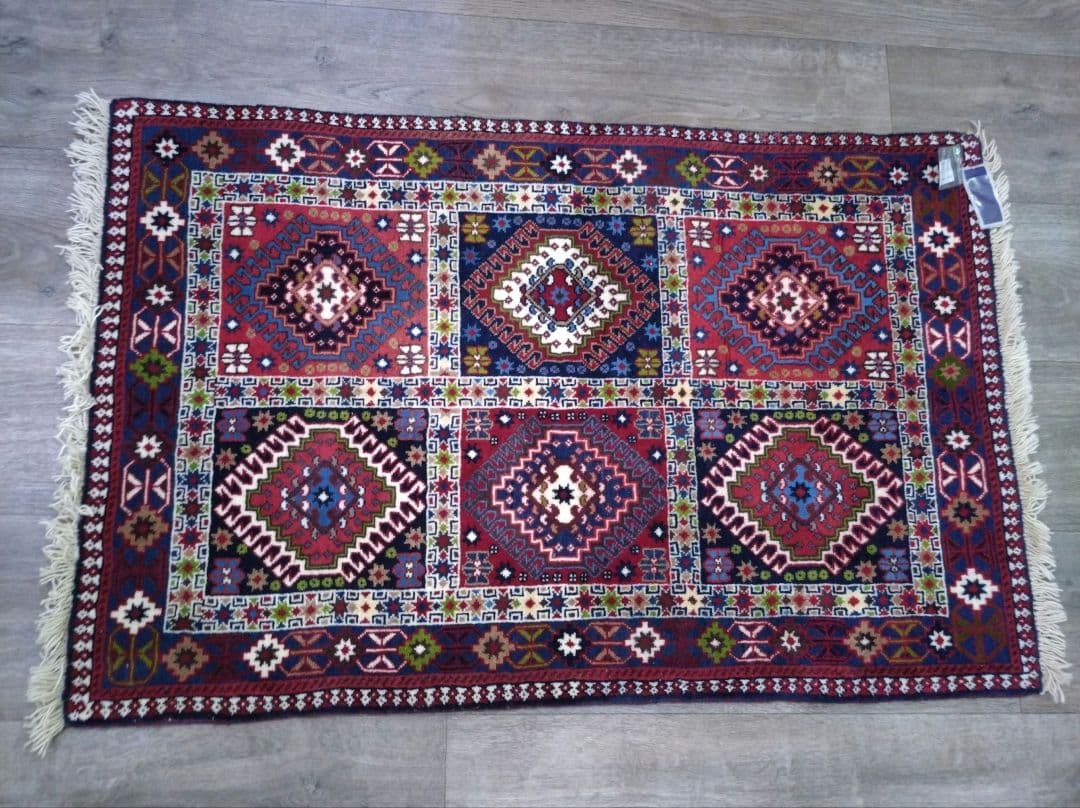 新品■ペルシア絨毯　ヤラメ　ウール100% 128x82cm