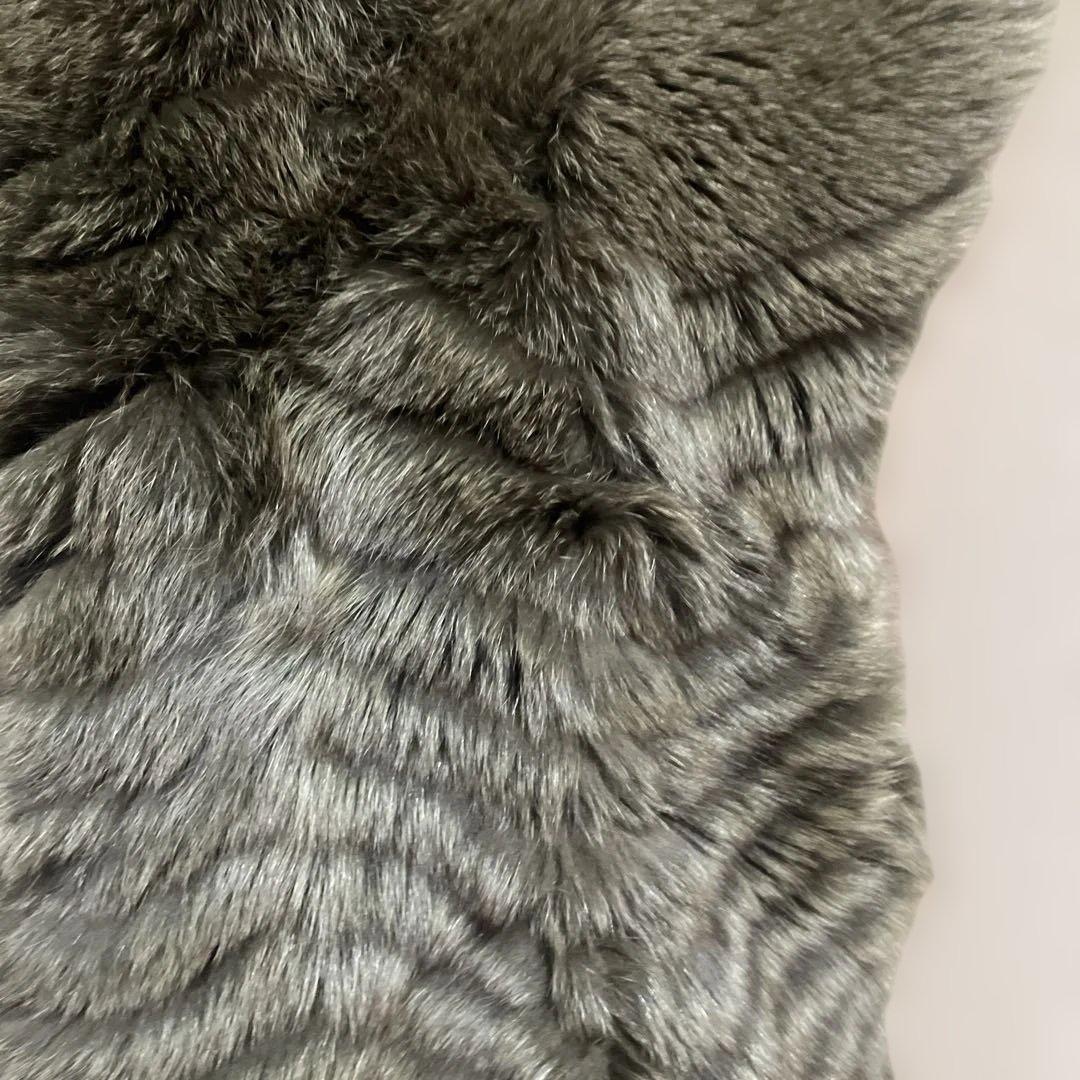 オリーブグリーン フォックスファーショートジャケット　ジレ　ベスト