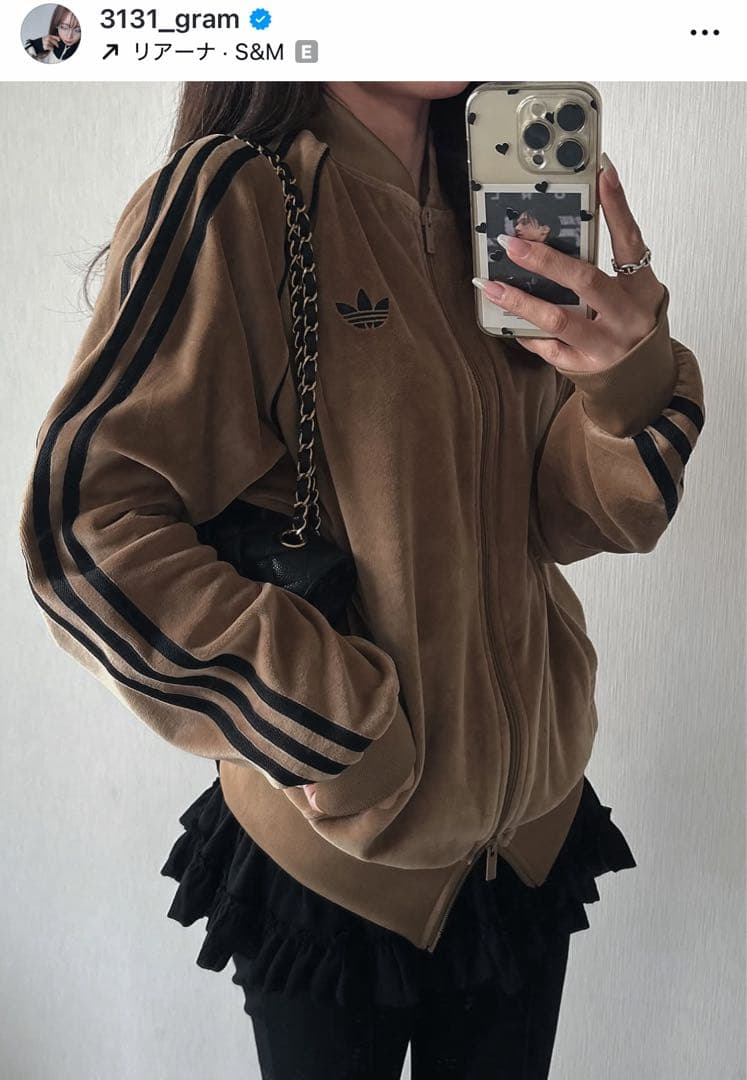 新品M⭐️adidas アディカラー ベロア ブラウン トラックトップ 風早ゆうた