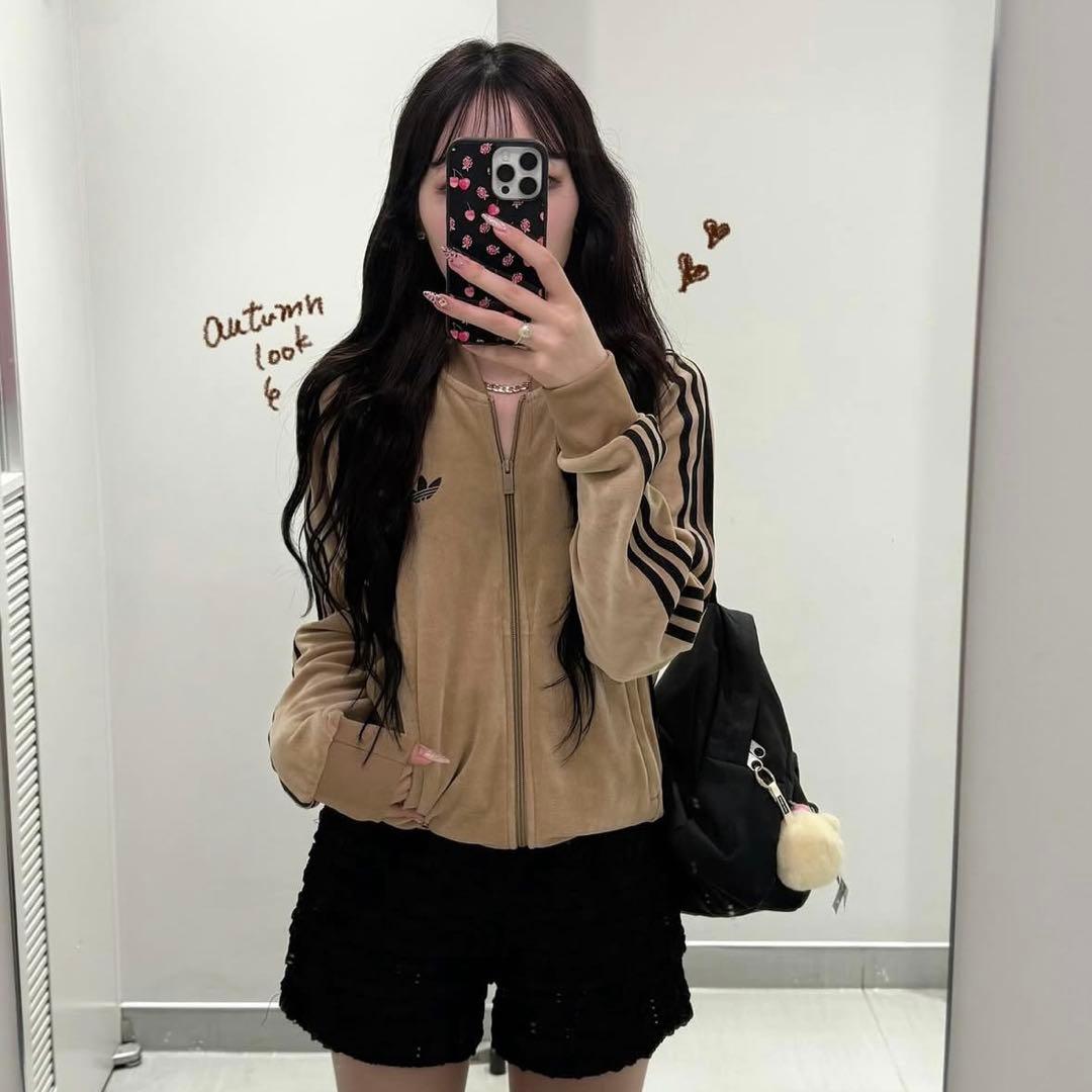 新品M⭐️adidas アディカラー ベロア ブラウン トラックトップ 風早ゆうた