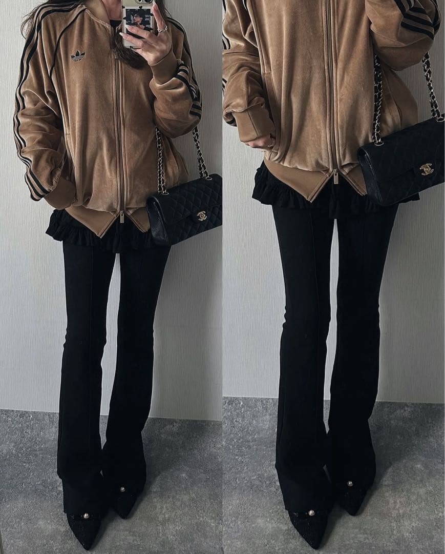 新品M⭐️adidas アディカラー ベロア ブラウン トラックトップ 風早ゆうた