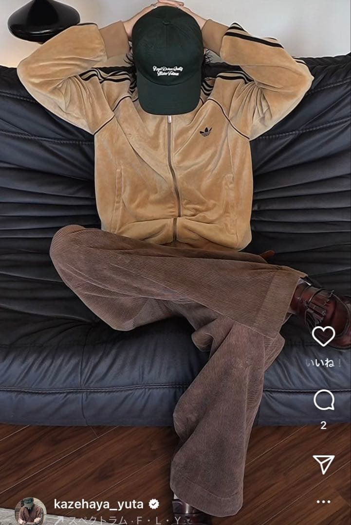 新品M⭐️adidas アディカラー ベロア ブラウン トラックトップ 風早ゆうた