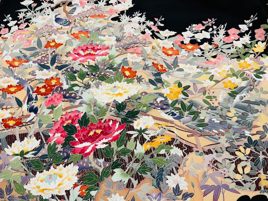 最高級本加賀友禅手書き技術者西川健一作品 本金箔高級袋帯23点完全フルセット