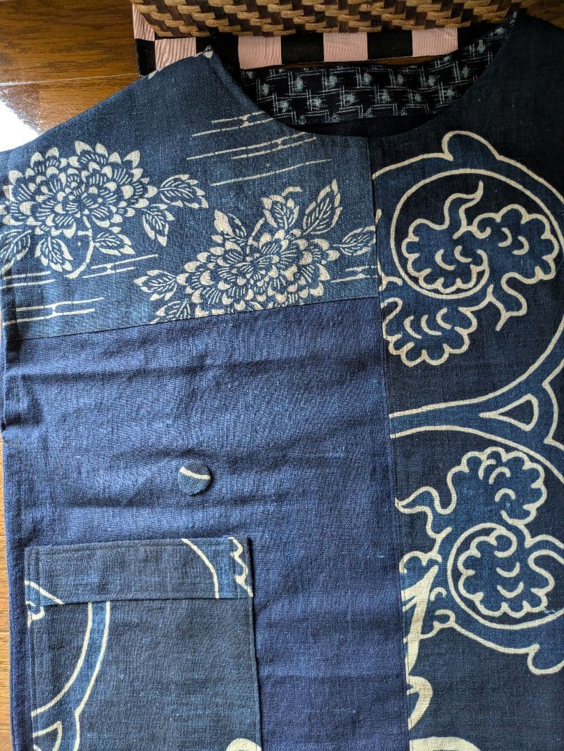 古布藍染筒描リメイク