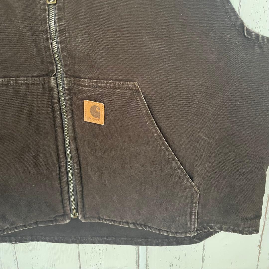【貴重】カーハート　Carhartt ダックベスト　ボア　ダークブラウン 2XL