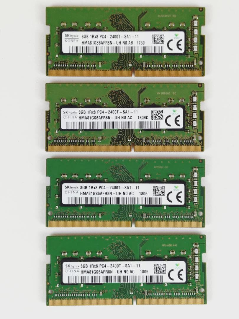 ノート用メモリDDR4-2400(PC4-19200) 8GB×4枚セット