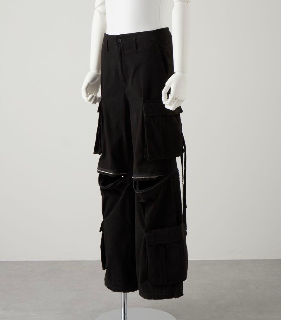 GRANCY ジップデザイン カーゴパンツ ブラック M