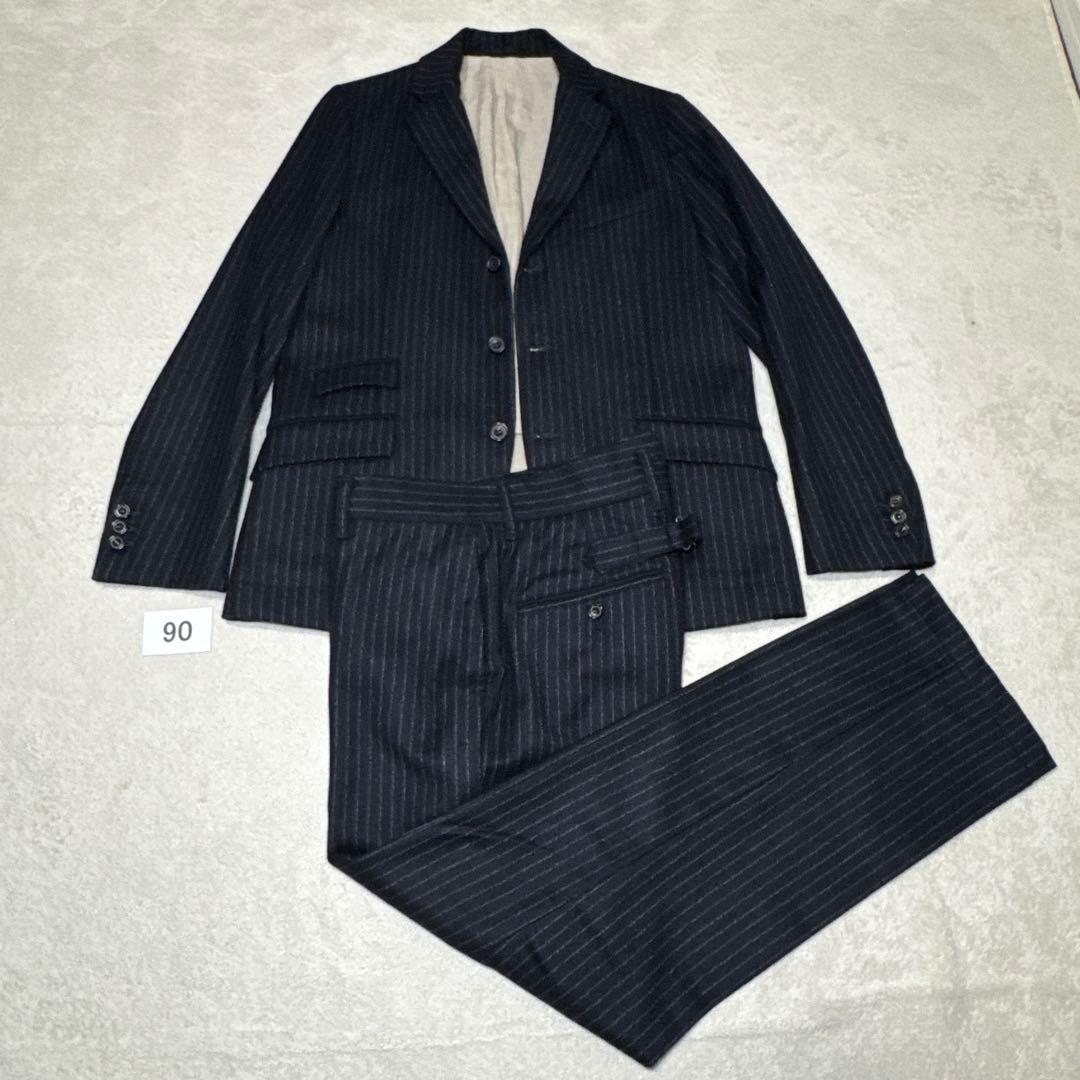 90 スーツ　CONFECT ストライプ ウール　カシミア　セットアップ