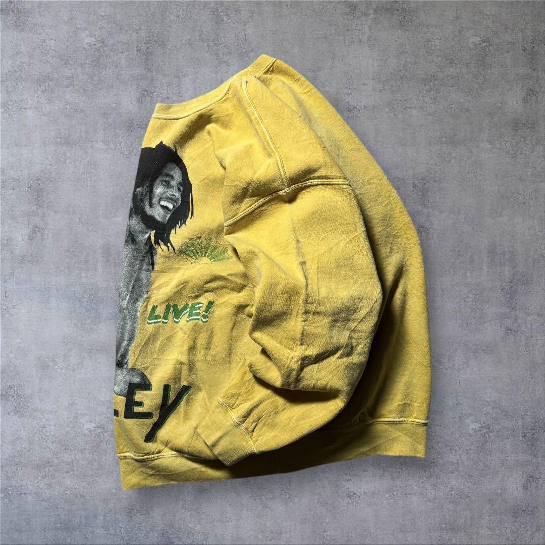 2384古着ZIONボブ・マーリースウェット雰囲気系好デザインマスタードイエロー