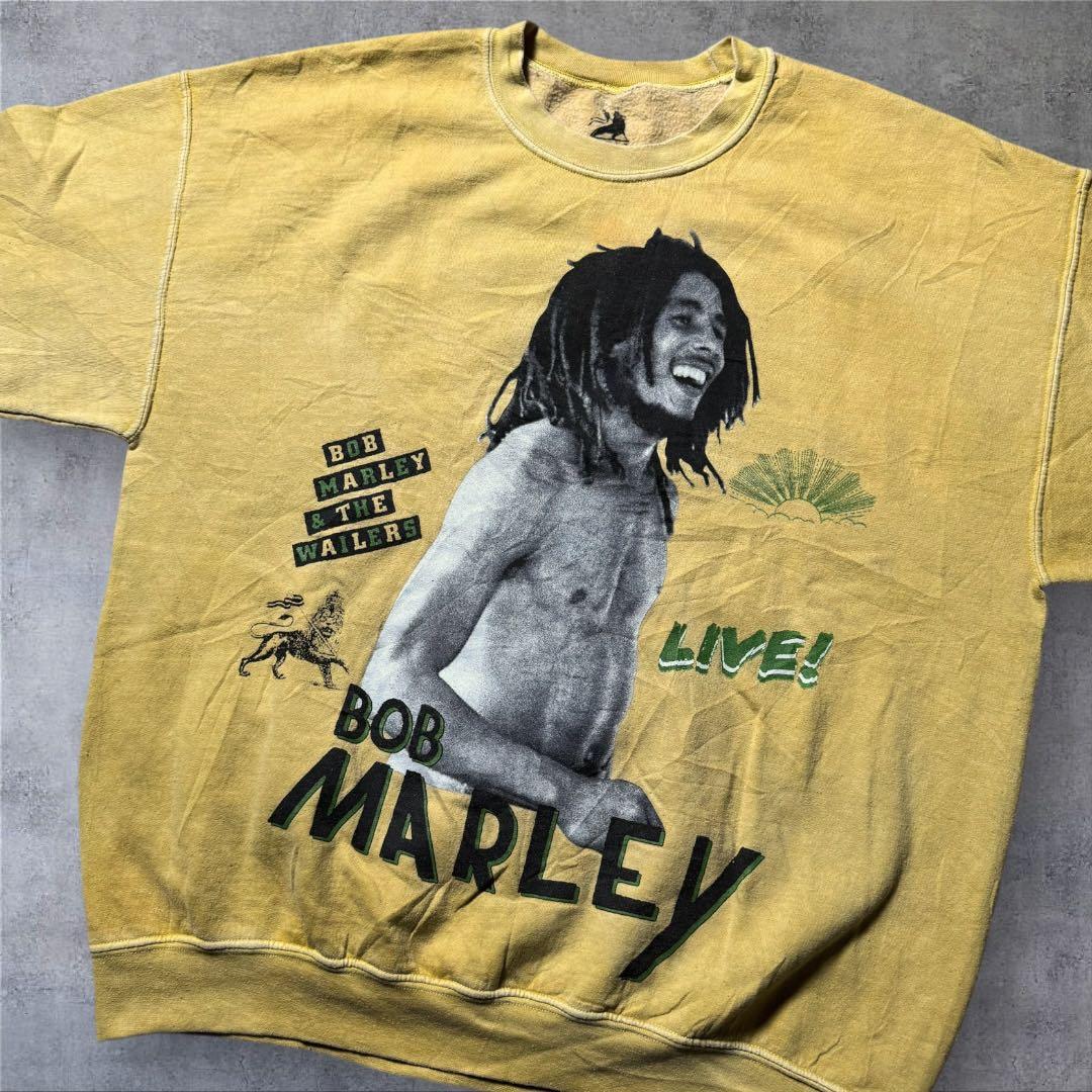2384古着ZIONボブ・マーリースウェット雰囲気系好デザインマスタードイエロー