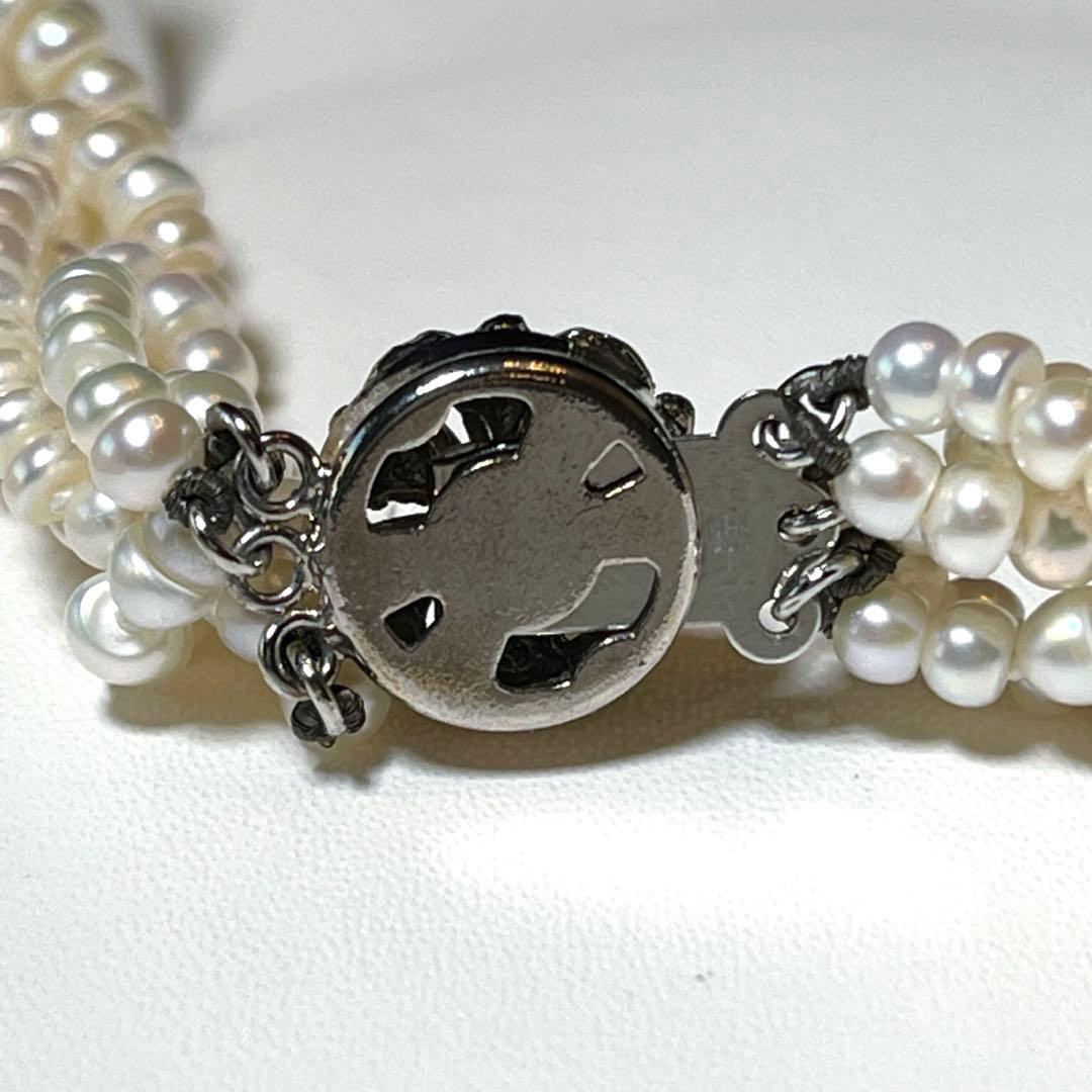 編み込み 本真珠 ベビーパール 5連 ネックレス 3.4〜3.8㎜ M643