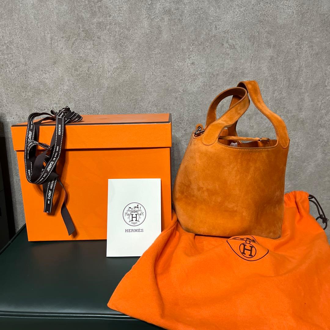 HERMES ピコタン　オレンジ スエード