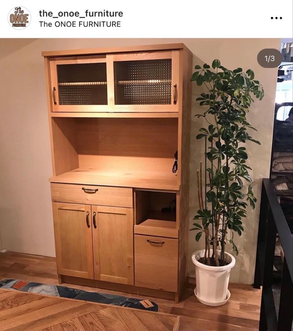 【美品】【送料込】アンティーク風クロスガラス カップボード 幅100cm食器棚