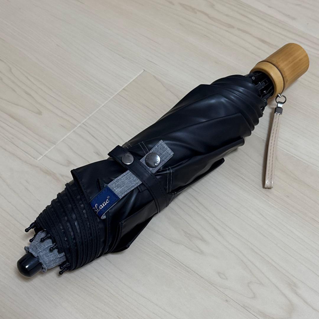 芦屋ロサブラン　日傘　2段 折りたたみコンビ　ダンガリーグレー×ブラック