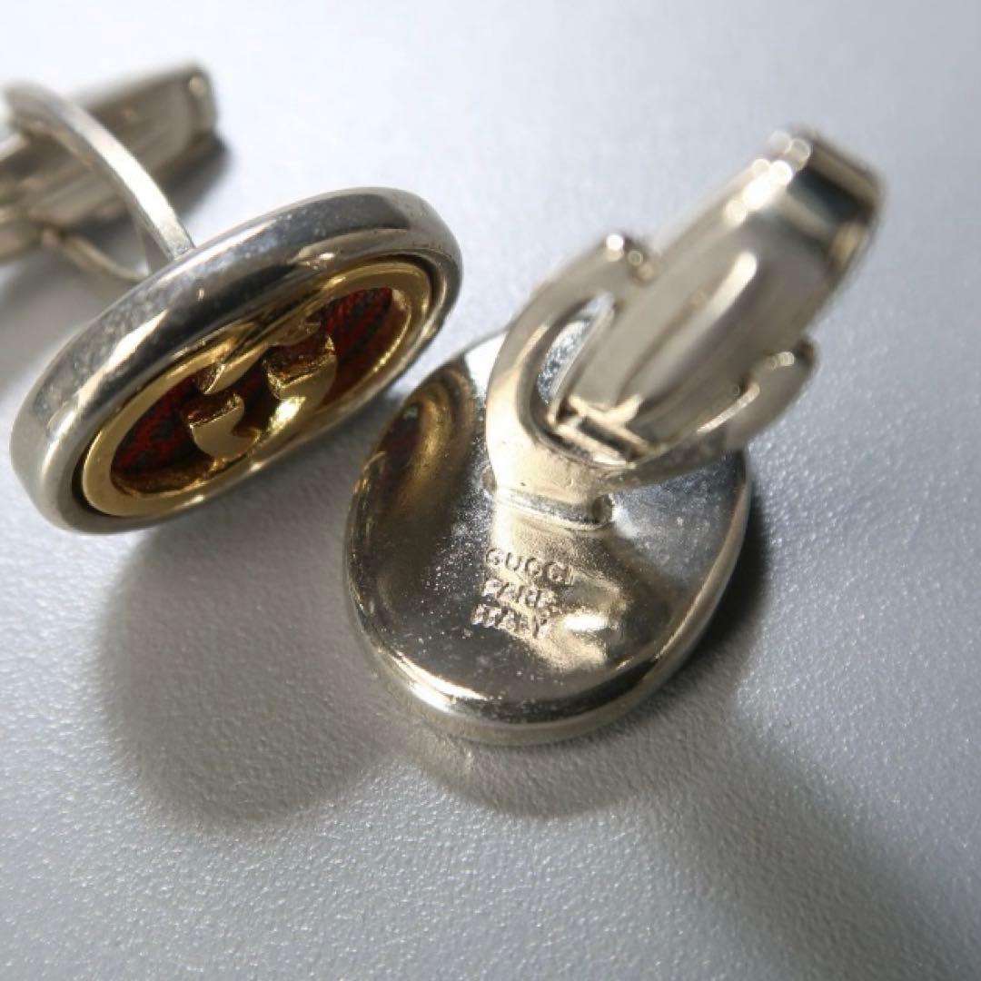 【希少】オールドグッチ　インターロッキング GGロゴ カフス　シェリーライン