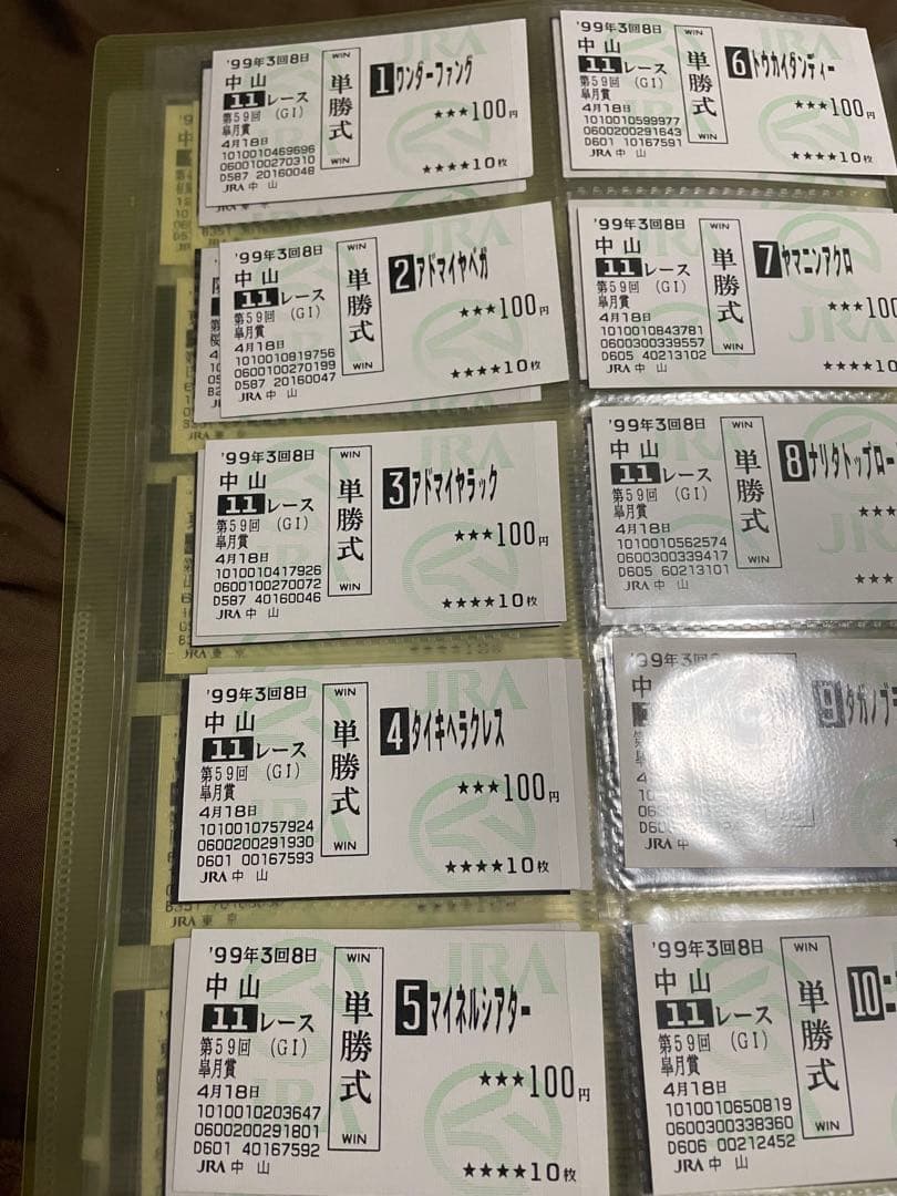 き*】様 1999年　皐月賞　現地馬券18頭