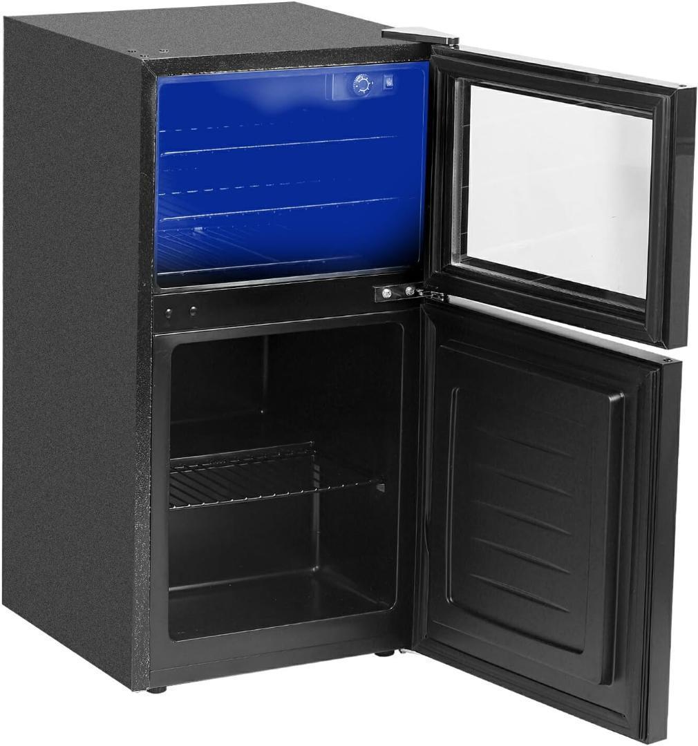 冷蔵庫 2ドア 80L 冷凍庫 透明ガラス 左開き 家庭用 おしゃれ 一人暮らし